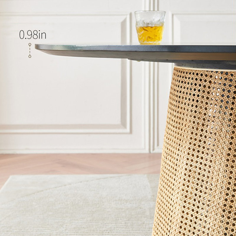 Ensemble de table de salle à manger en rotin de frêne massif, H 29,92 po x L 59,06 po x l 59,06 po