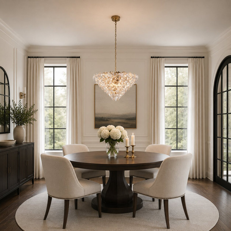 Transitional 15 Light Gold Crystal Chandelier