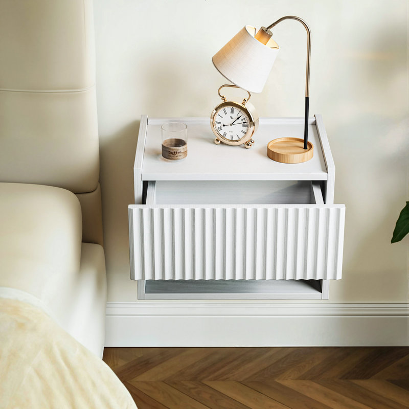 Floating Fluted Nightstands, White