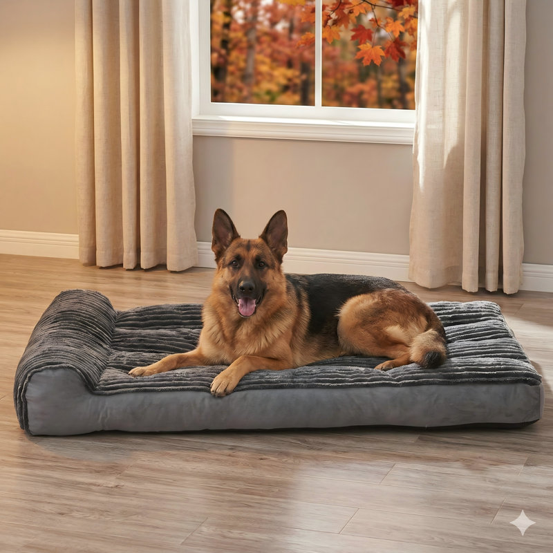 Lit pour chien convenant aux chiens de taille moyenne et grande, lit pour chien de style canapé avec oreiller pour cage ou chenil, lit pour animal extrêmement doux avec traversin de soutien, lit confortable pour animal de compagnie avec fond antidérapant
