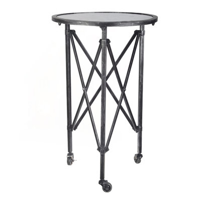 Side Table with Glass Top and Caster Wheels