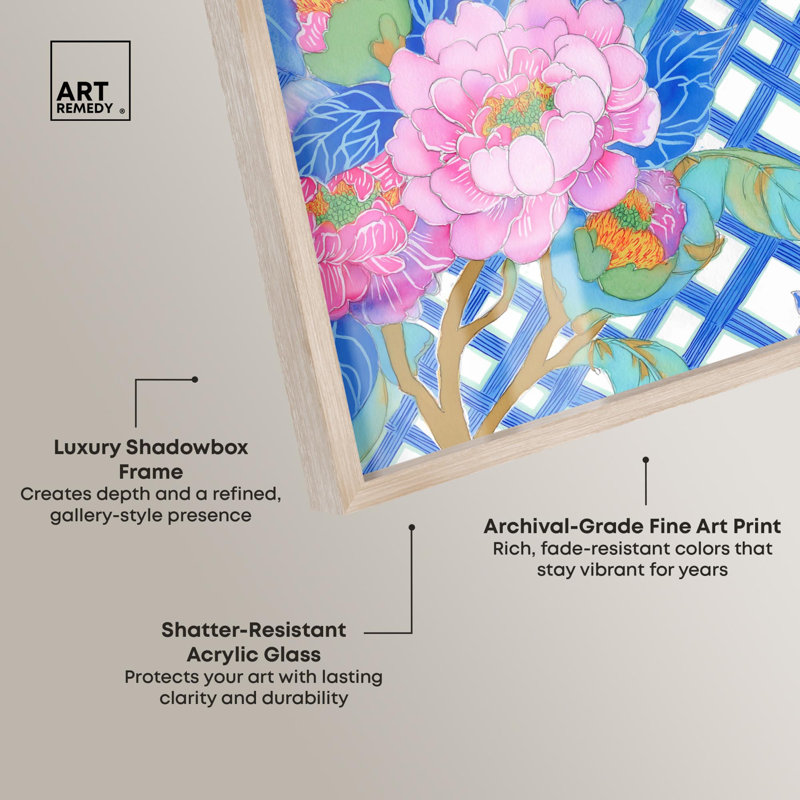 Décoration murale Joyful Gridlock Shadowbox Print par Art Remedy, cadre blond, 17 x 25, H 25 po x l 17 po, Cadre blond