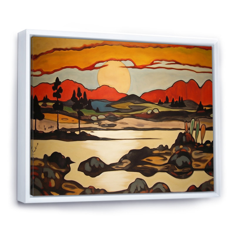 «Autumn Beauty Mountain Serenity», peinture, H 34 po x l 44 po, Cadre flottant blanc