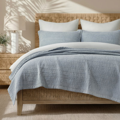 Stonewashed Textured Cotton Quilt Set