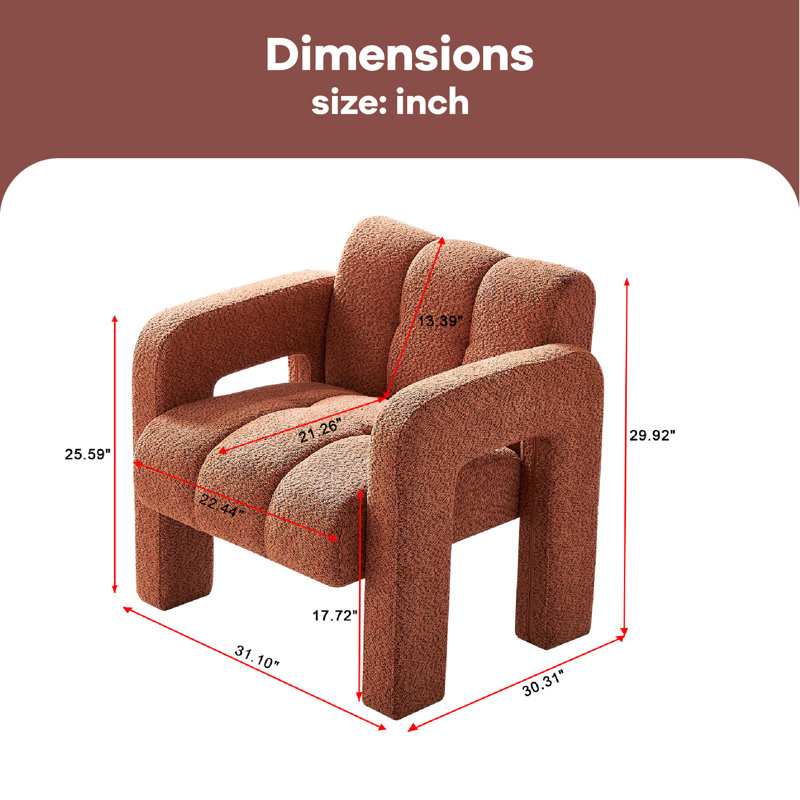 Chaise d'appoint pratique et large rembourrée, Polyester orange