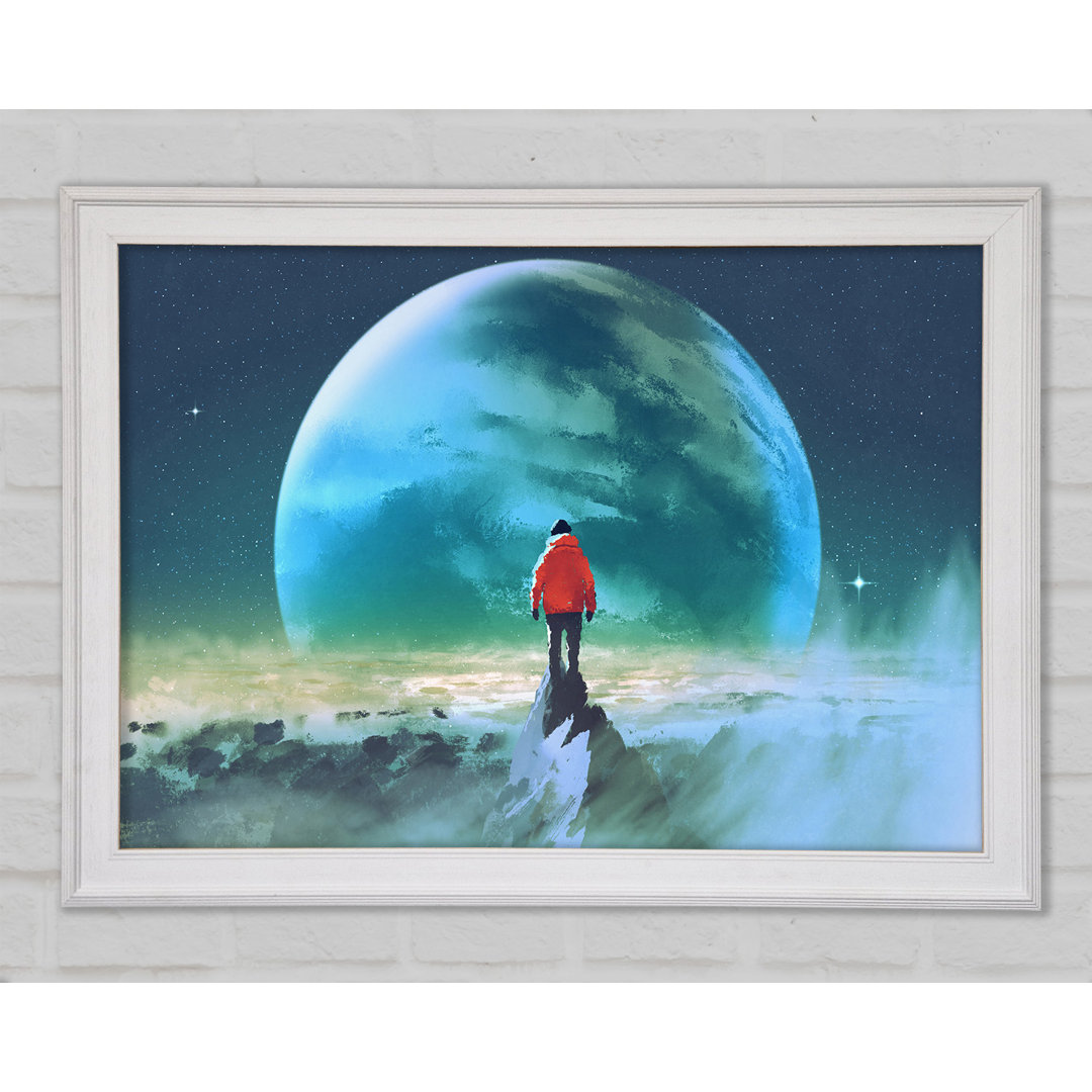 Gerahmtes Leinwandbild Staring At The Moon Watercolour