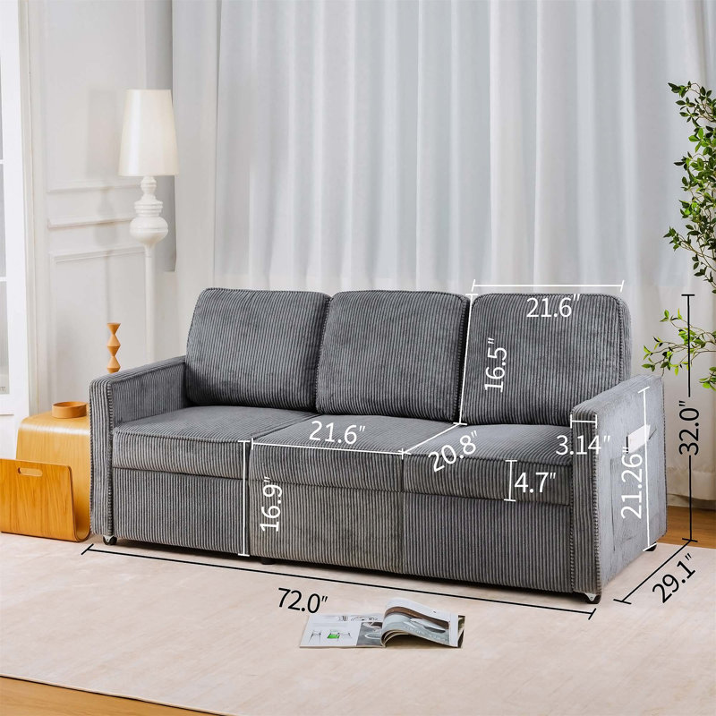 Versatile 3-Seater Sofa with Comfortable Padding and Space-Saving Design for Various Settings