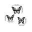 Art mural papillon noir en métal, 3 pièces
