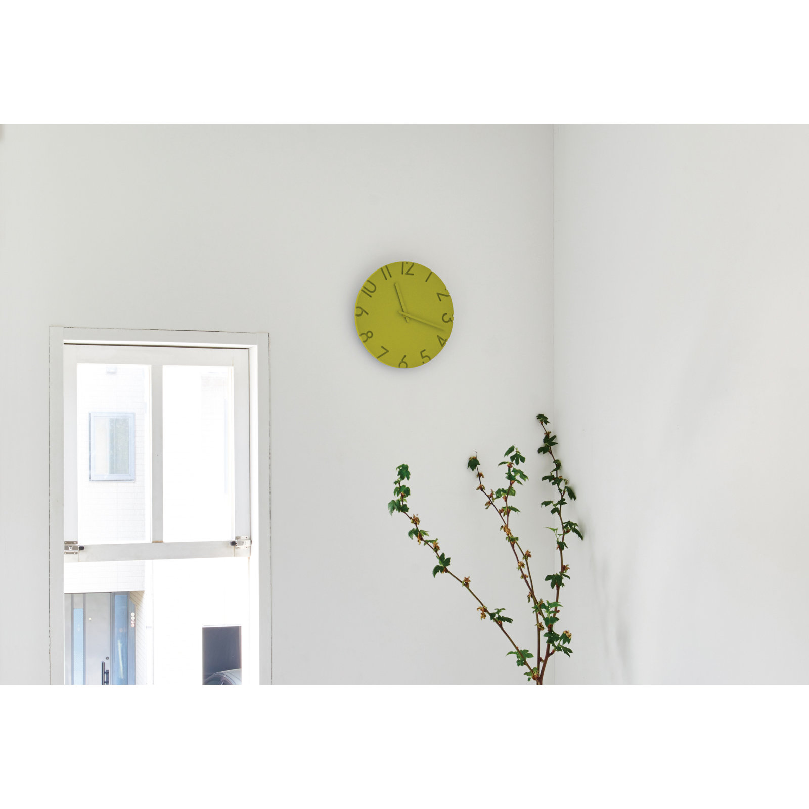 Lemnos CARVED Colored Clock, Green