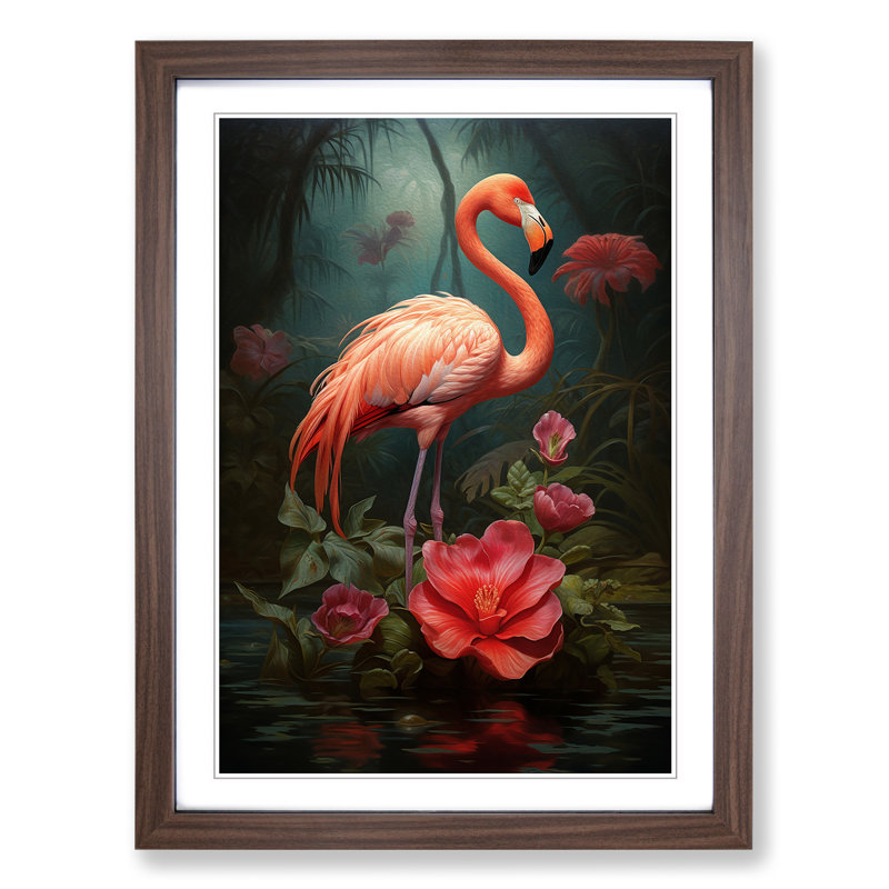 Single Picture Frame Print on Wood, Walnut Framed, 46cm H x 34cm W