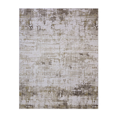 Mickelson Milas Caramel Tan Modern Distressed Abstract Area Rug