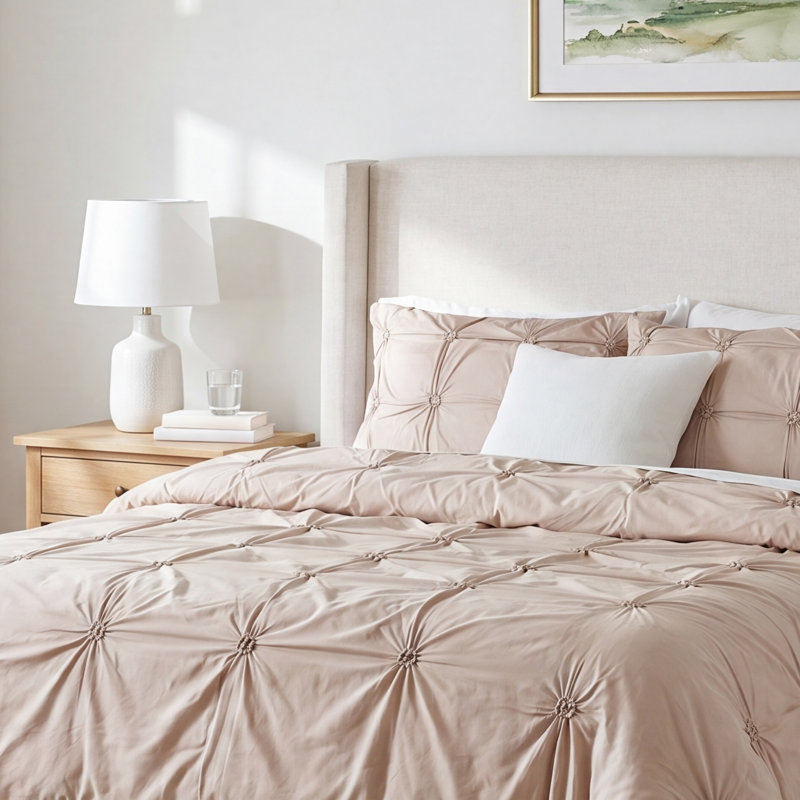 Basile Cotton Satin Duvet Cover, Full / Queen, Taupe