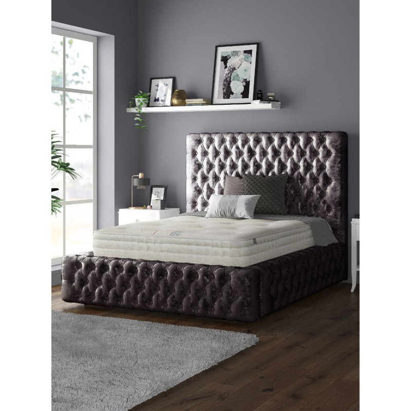 Clovis Upholstered Bed, Double (4'6), Amethyst, Crush Velvet