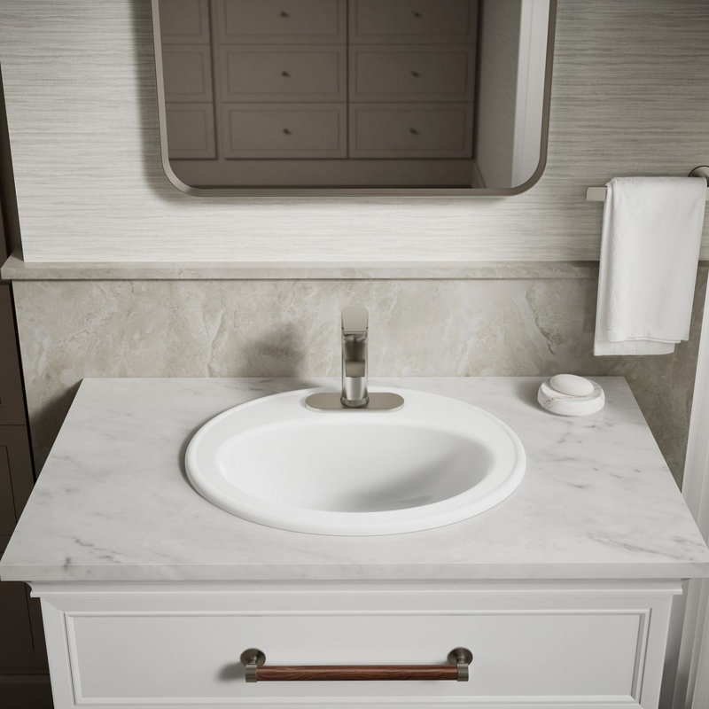 Pennington® Self-Rimming Drop-in Bathroom Sink with 4" Centers, White, No