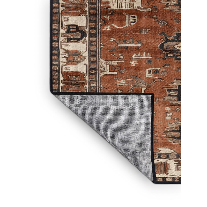 Tapis brun lavable à la machine, Carré 5 pi