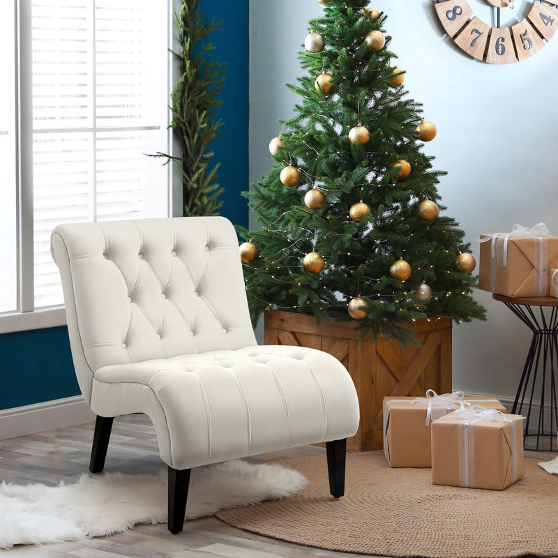 Dorothe Velvet Slipper Chair, Beige Velvet, 1