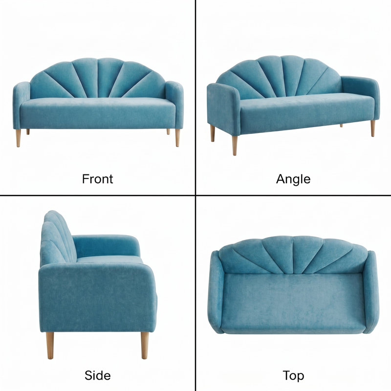 Billijo Solid and Manufactured Wood Standard Loveseat, 33.07" H x 64.37" W x 29.53" D, Light Blue