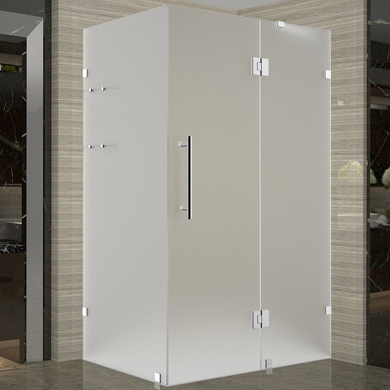 Avalux GS 37" x 72" Frameless Frosted Glass Hinged Shower Enclosure