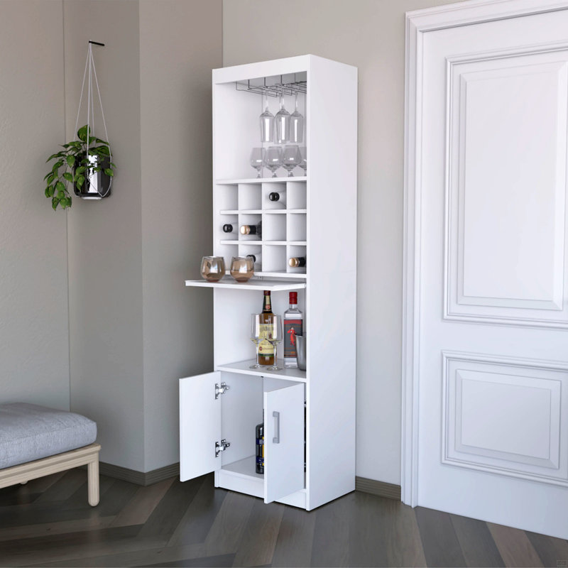 Bar avec rangement pour bouteilles de vin, Blanc
