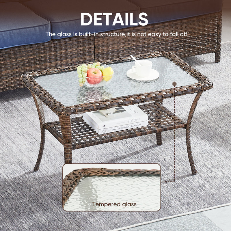 Arbor Rectangular Outdoor Coffee Table, Brown, 20" H x 34" L x 20" W