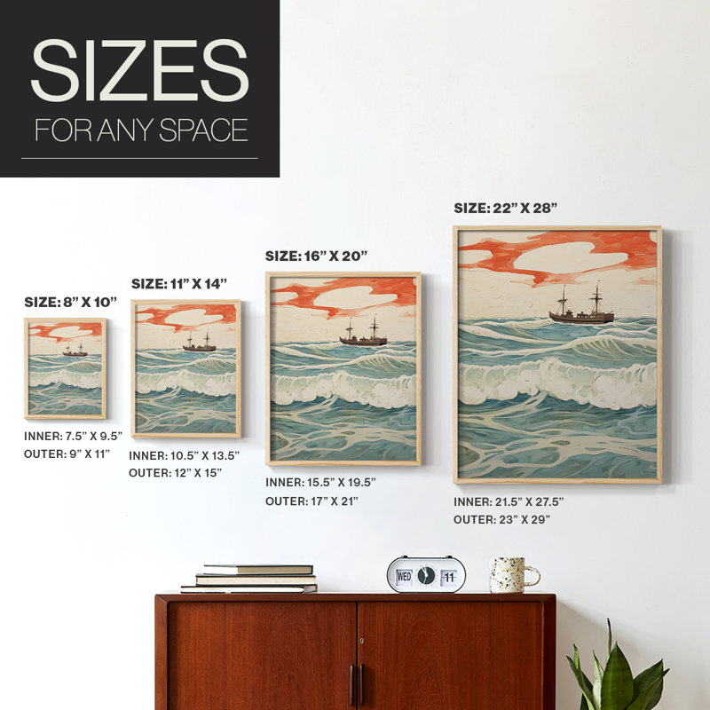 Impression encadrée rétro Vintage Nautical IV - bois massif, Naturel, H 11 po x l 9 po