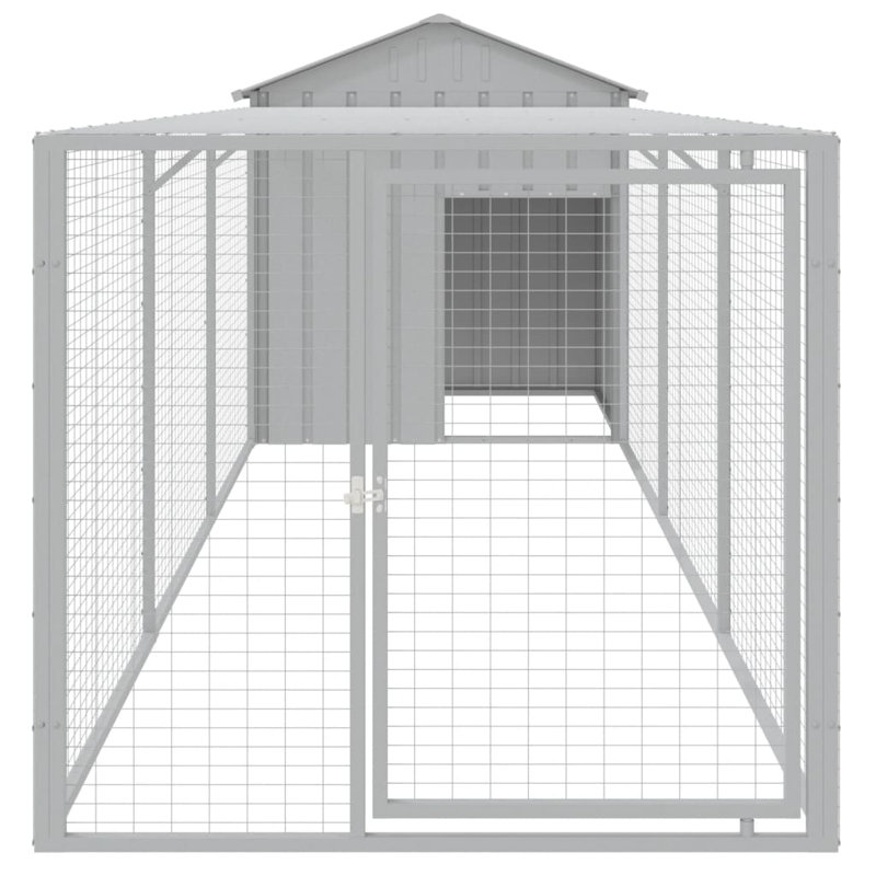 Poulailler avec couloir et grillage Drayten, Gris clair, H 48,4 po x l 46,1 po x P 159,4 po