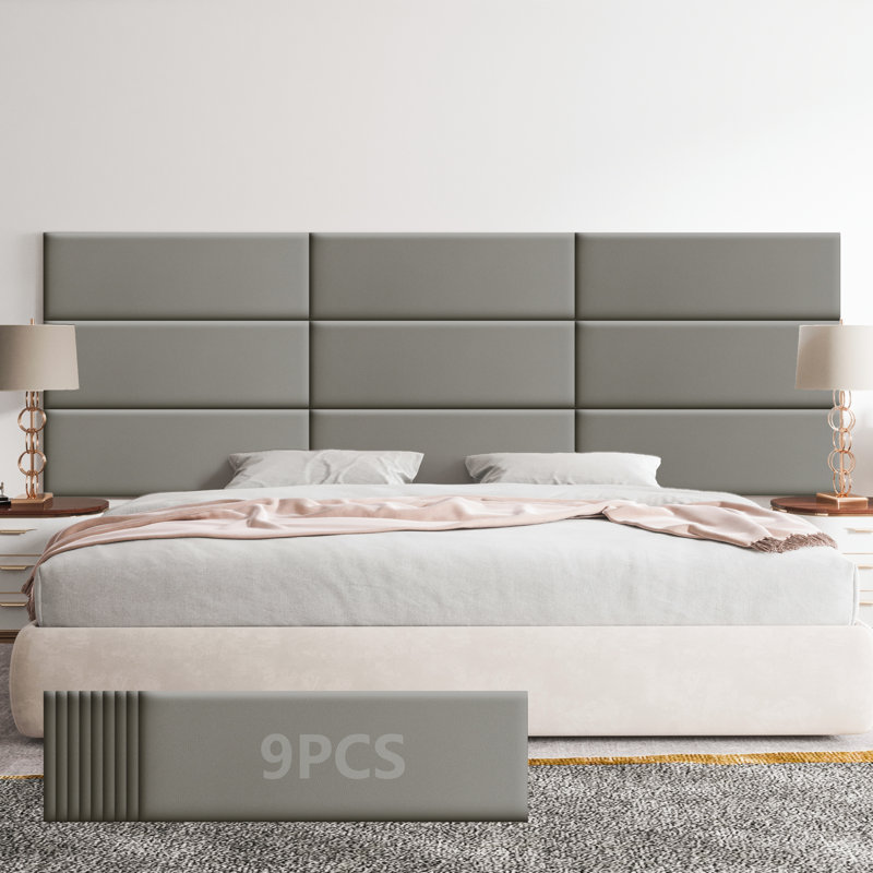 Faux Leather Peel Stick Wall Panels, Grey, 30cm H x 90cm W