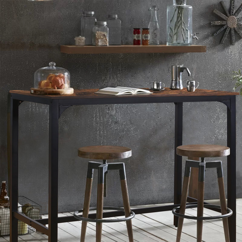 Grimmett Bar Height Dining Table, Metal Base Dining Table, Bar Table, Pub Table, Narrow Rectangular Bar Table