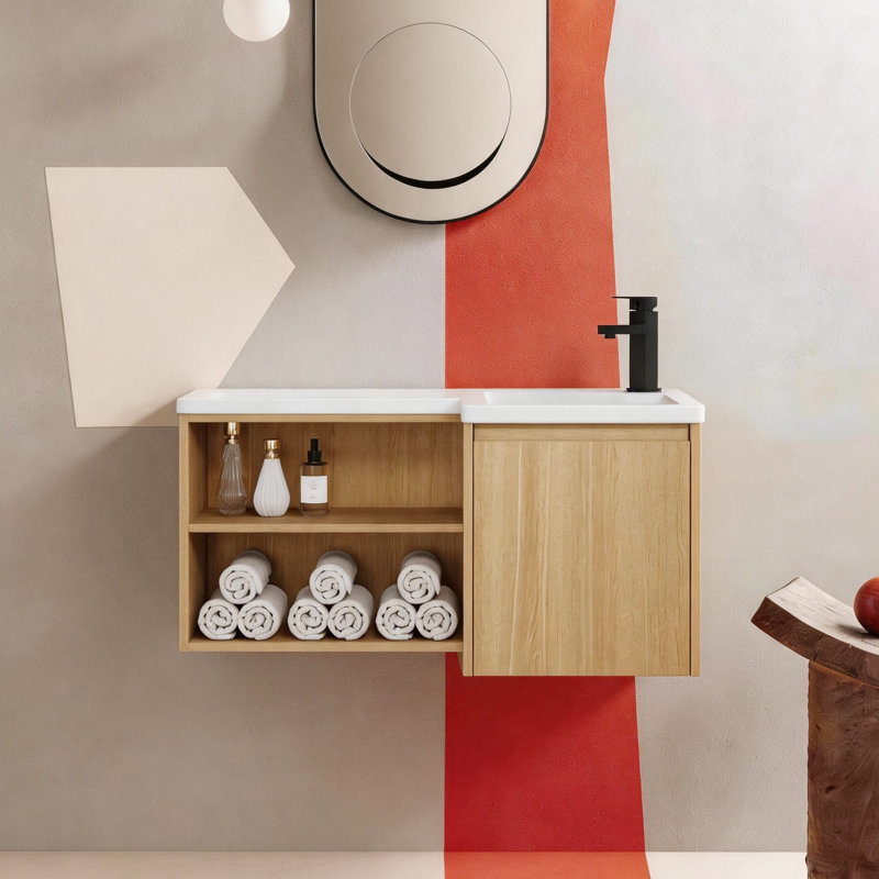 Meuble-lavabo de coin flottant 36 po Nook, Droite