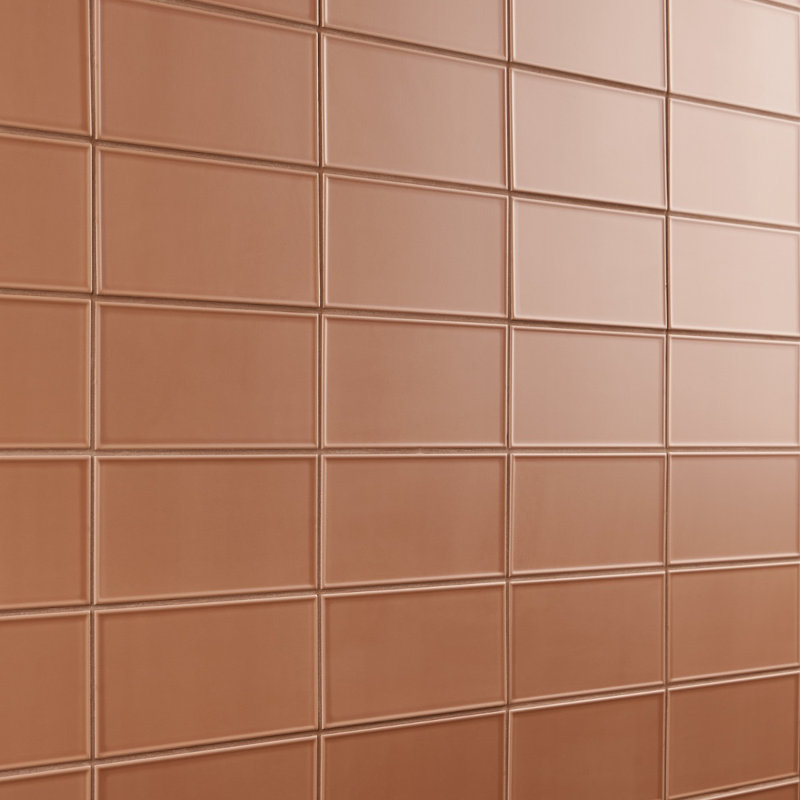Stacy Garcia Maddox 4x8 Matte Ceramic Subway Tile, Frame Terracotta Orange