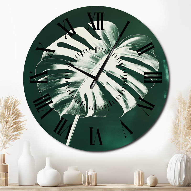 Horloge murale en métal Monstera, Surdimensionné
