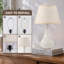 Lampe de table en céramique de 18,11 po de hauteur, corps blanc laiteux avec abat-jour en lin, idéale pour la chambre à coucher, le salon, le chevet et le bureau