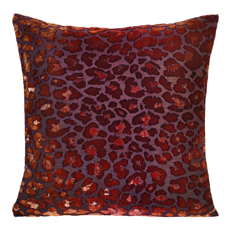 Leopard Square Velvet Pillow, Wildberry Animal Print, 18"H x 18"W