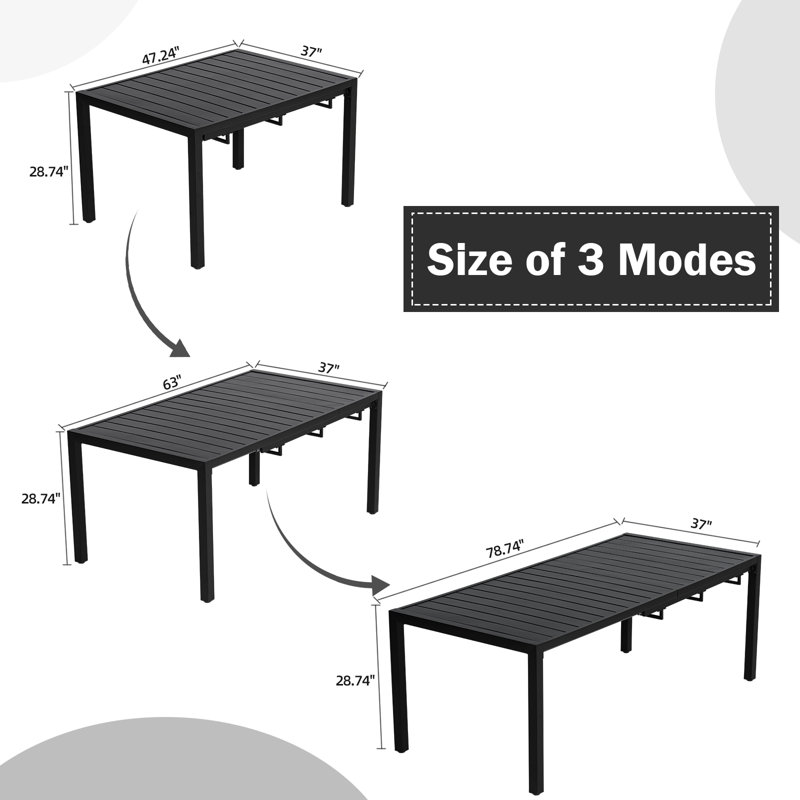 Palmview 8 - Person Patio Dining Set Extendable Rectangular Table