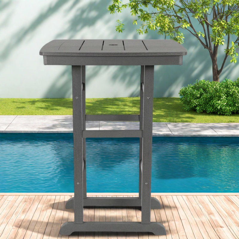Tables de patio Hdpe grises et peu encombrantes, table de bar haut moderne pour l'extérieur