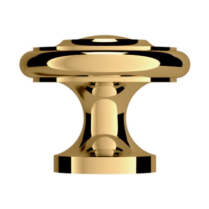 Polished Brass Round Traditional Cabinet Knob with Mounting Hardware