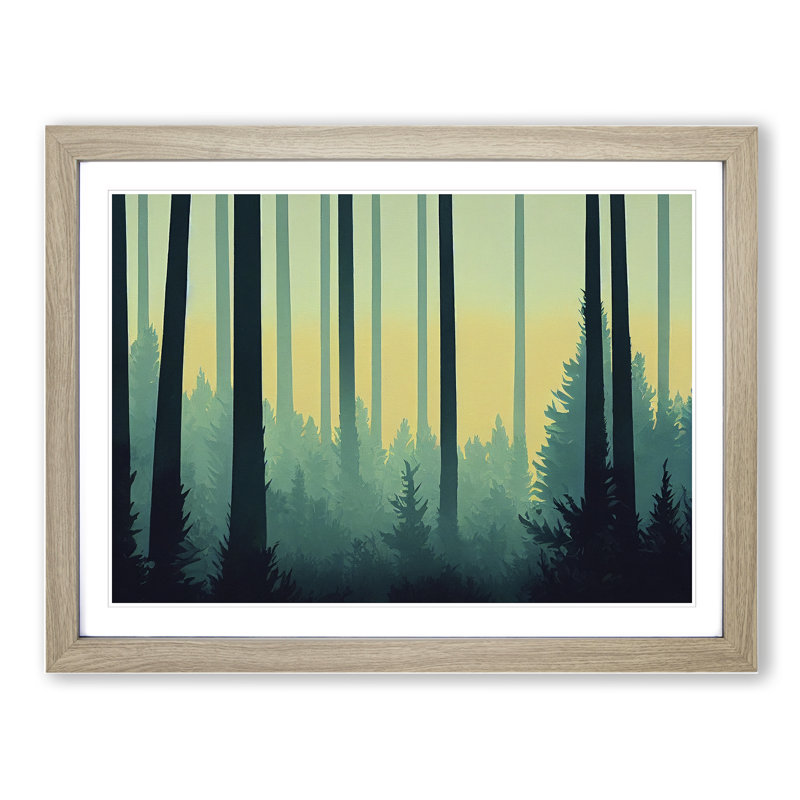 Spring Forest Art Deco Vol.2 - Framed Print, 25cm H x 34cm W x 2cm D, Oak Framed