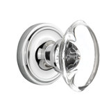 Classic Rosette with Oval Clear Crystal Door Knob