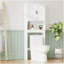 Armoire de rangement au-dessus de la toilette avec tablette réglable, organisateur de salle de bain avec portes doubles et tablette ouverte, support de toilette autoportant pour petite salle de bain - Blanc