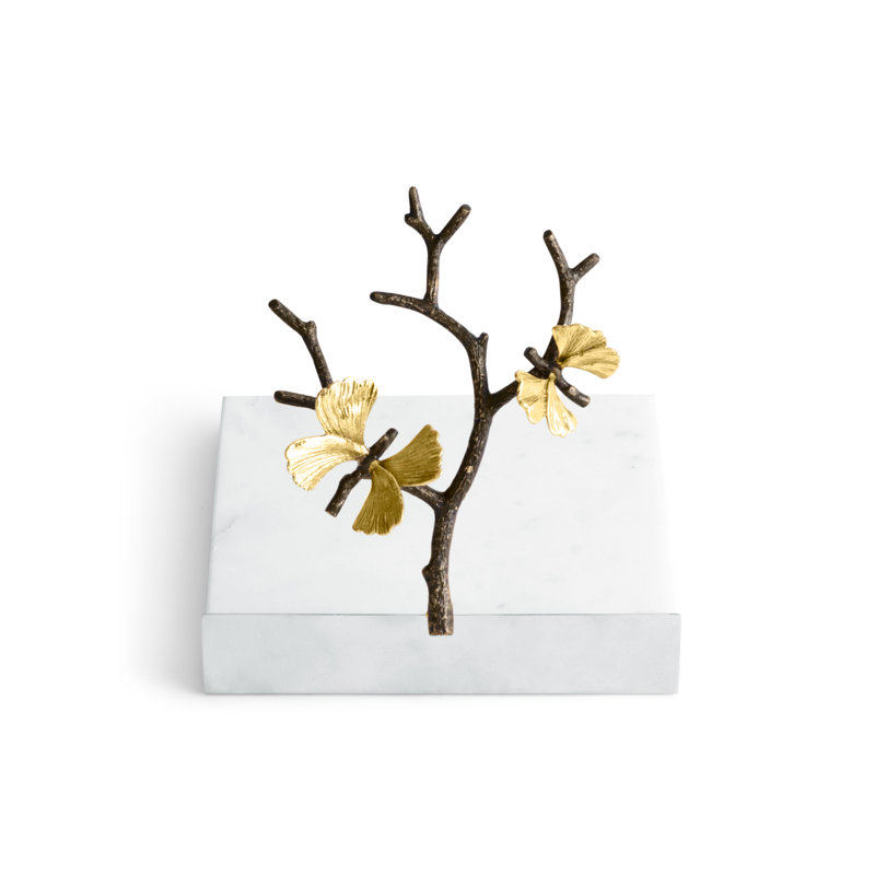 Butterfly Ginkgo Napkin Holder in Gold/Black/White