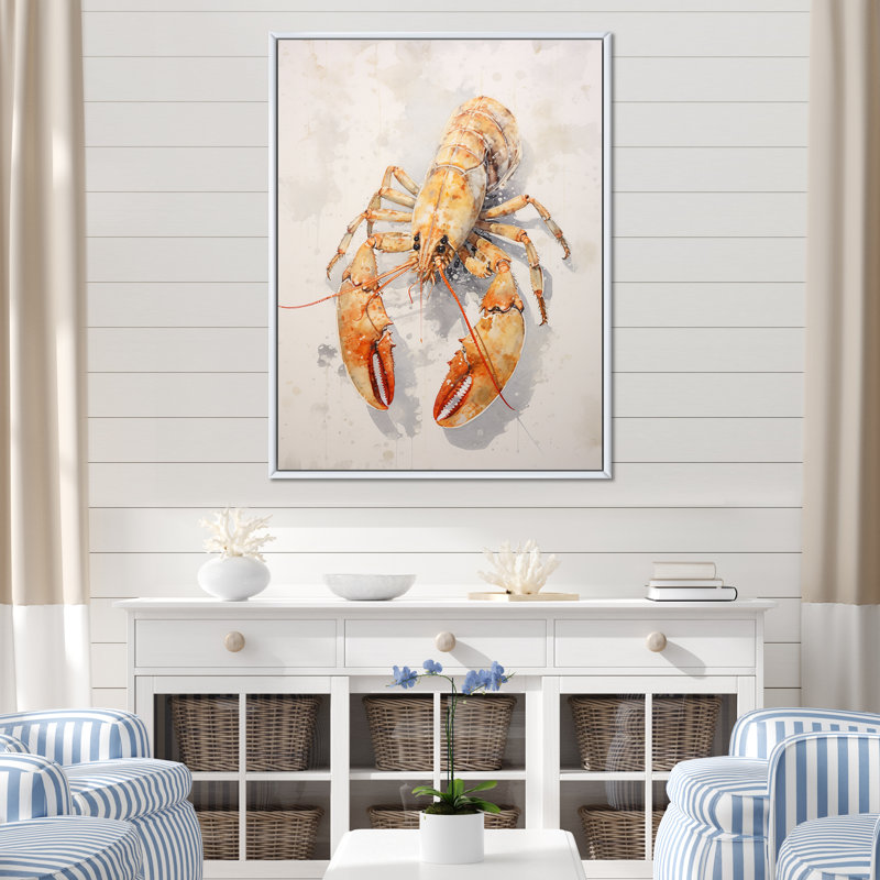 «Homard broutant I» sur toile, Black Picture Framed, H 40 po x l 30 po
