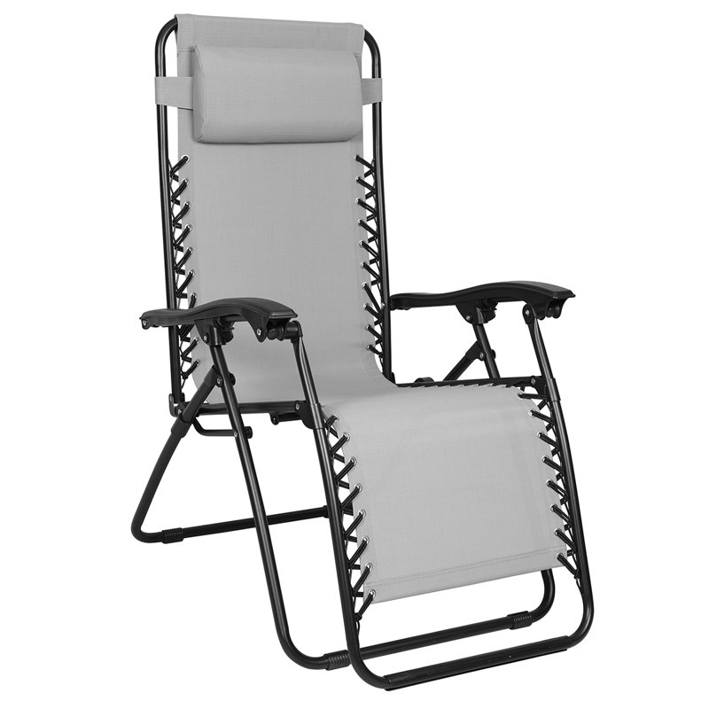 Chaise inclinable zéro gravité avec coussin, Gris / noir