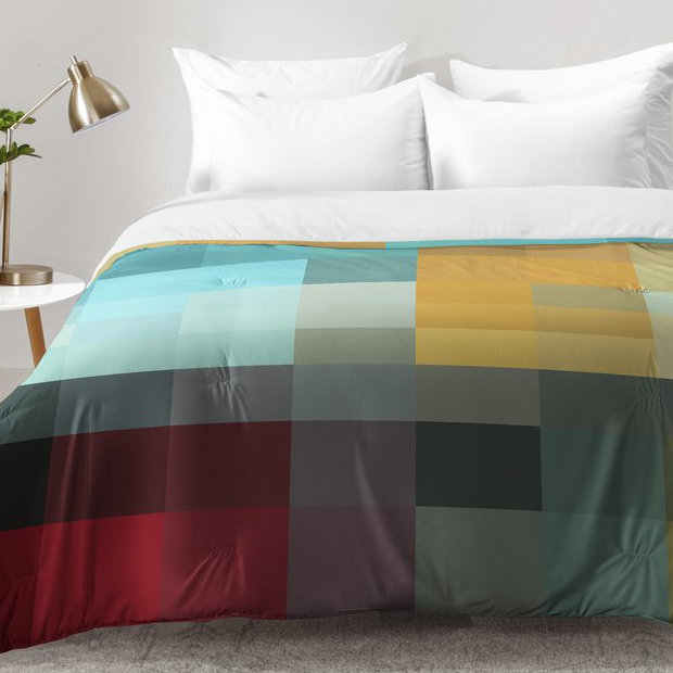 Madart Inc Modern & Contemporary Polyester Box Stitch Abstract Comforter, King Comforter + 2 Shams