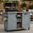 78.3" Outdoor Kitchen Island with Foldable Grill Table, Wooden Outdoor Grill Cart with Trash Can Storage & Stainless Steel Top, Outdoor Bar Cart-937145375