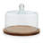 Libbey Round Wood Server Cake Stand with Glass Dome