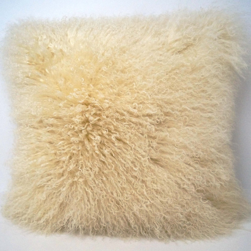 Tibetan Microsuede Throw Pillow, Off White, 20" x 20", Solid Color