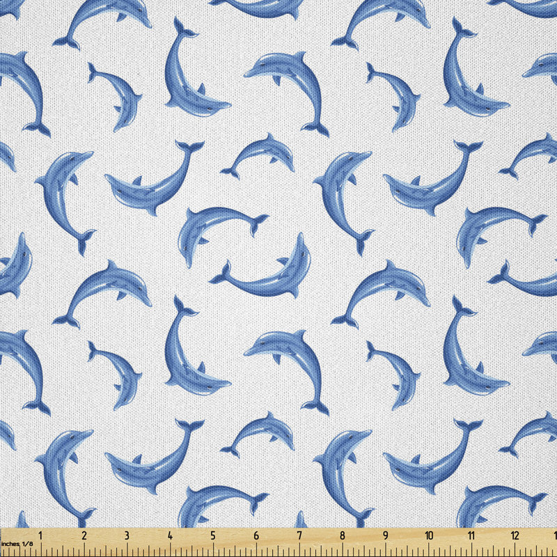 Dalari Dolphins Illustration Ornamental Nature Under The Wildlife Marine Fabric
