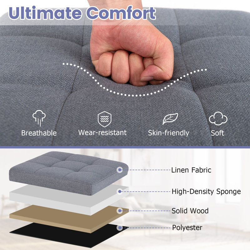 40cm Wide Square Cube Ottoman with Storage