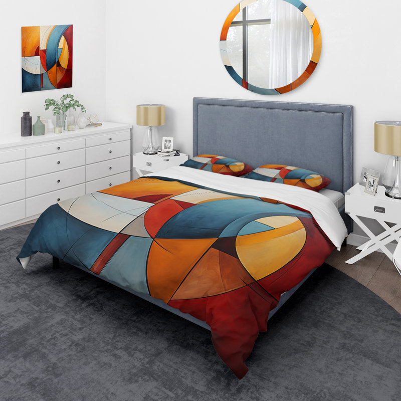 Ensemble de housse de couette en microfibre / polyester Cubism, Housse de couette simple + 1 taie décorative stan