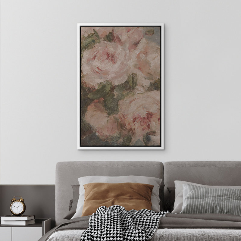 Roses roses antiques, illustrations botaniques rustiques champêtre, Blanc, H 36 po x l 24 po